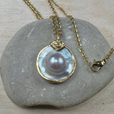 mabe zuchtperle, graue perle mit blister, barocke grosse perle anhänger und edelstahlkette