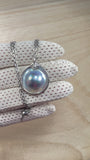 mabe zuchtperle, graue perle mit blister, barocke grosse perle anhänger und edelstahlkette