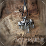 handmade aquamarin kristall silber anhänger mit lederband edelstein schmuck Aquamarin stein anhänger am lederhalsband  natursteinschmuck von wonderworks