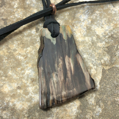 handmade fossiles versteinertes holz stein anhänger mit lederband